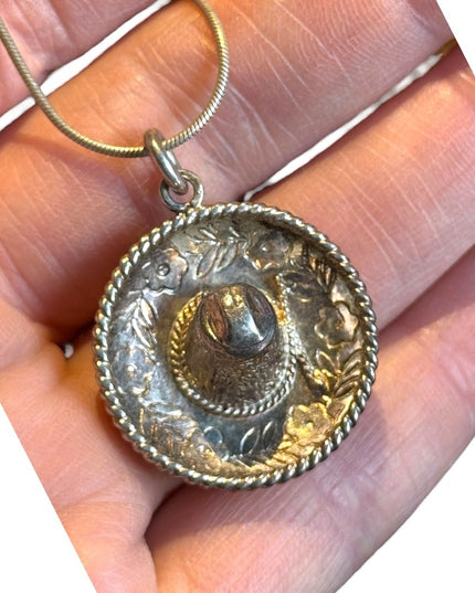 Vintage Taxco Mexico sterling silver 925 Sombrero neckace set