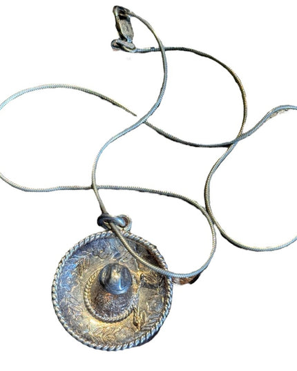 Vintage Taxco Mexico sterling silver 925 Sombrero neckace set