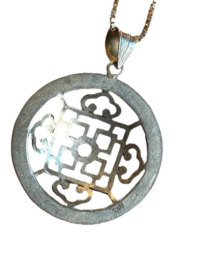 Lovely Balenisian Bali Mandala pendant necklace amethyst sterling silver 925
