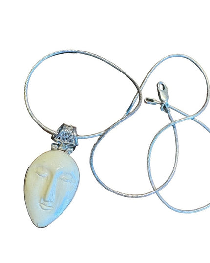 Sterling silver 925 white ivory goddess pendant necklace