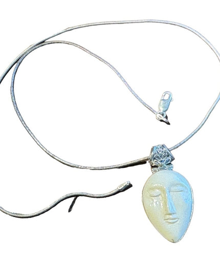 Sterling silver 925 white ivory goddess pendant necklace