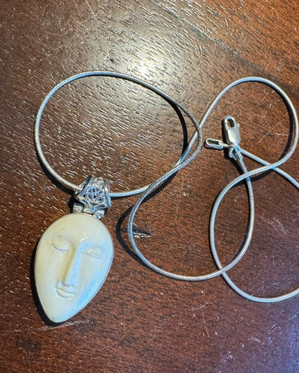 Sterling silver 925 white ivory goddess pendant necklace