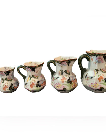 RARE MASONS ENGLAND PITCHER JUGS Set of 4 pcs Antique Asian  Ironstone