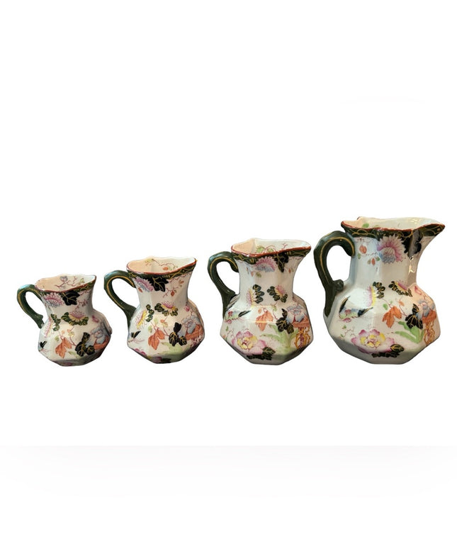 RARE MASONS ENGLAND PITCHER JUGS Set of 4 pcs Antique Asian  Ironstone