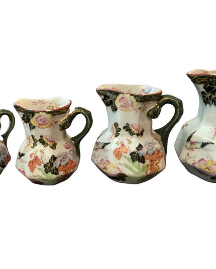 RARE MASONS ENGLAND PITCHER JUGS Set of 4 pcs Antique Asian  Ironstone