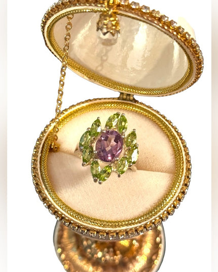 OMG stunning sterling silver peridot amethyst fancy cocktail dinner ring