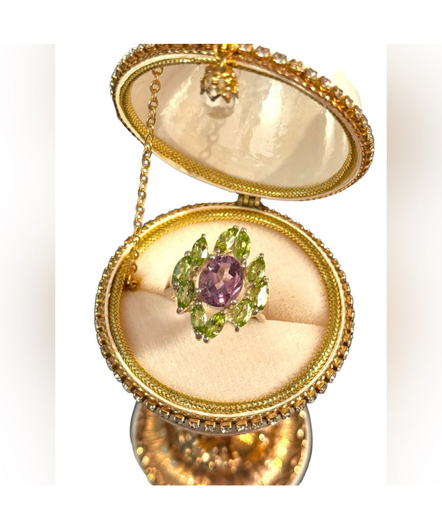 OMG stunning sterling silver peridot amethyst fancy cocktail dinner ring