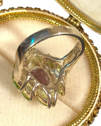 OMG stunning sterling silver peridot amethyst fancy cocktail dinner ring
