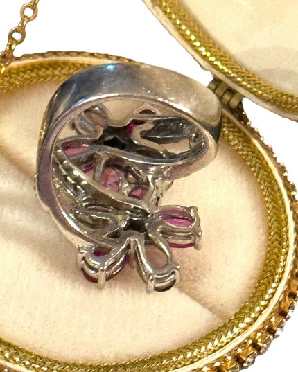 OMG pink sapphire CZ sterling silver 925 cocktail flower ring