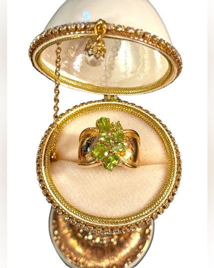 OMG  sterling silver 925 gold plated peridot stone cluster cocktail ring