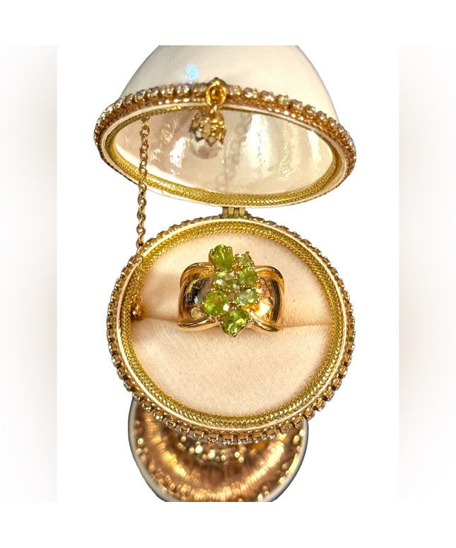OMG  sterling silver 925 gold plated peridot stone cluster cocktail ring