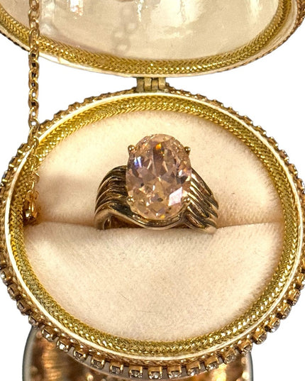 Lovely pink ice CZ sterling silver gold plated 925 fancy ring