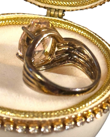 Lovely pink ice CZ sterling silver gold plated 925 fancy ring