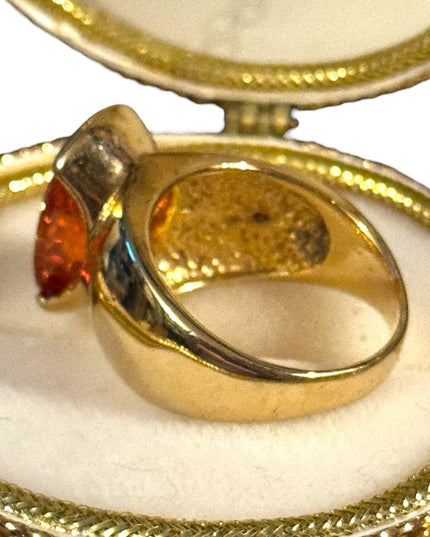 Lovely sterling silver gold plated orange CZ statement ring 925