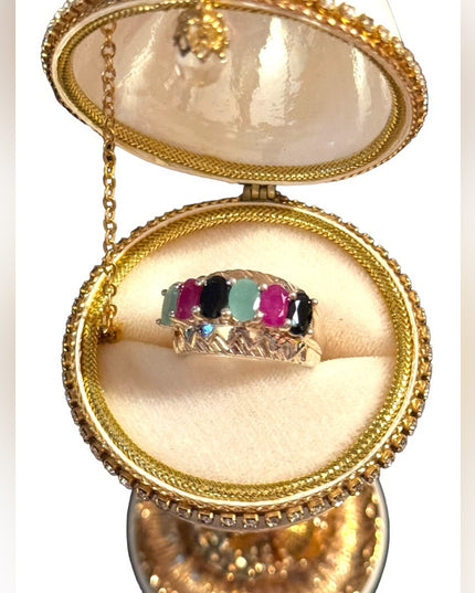Lovely HQ Mixed gemstone ruby emerald sapphire fancy cocktail  ring