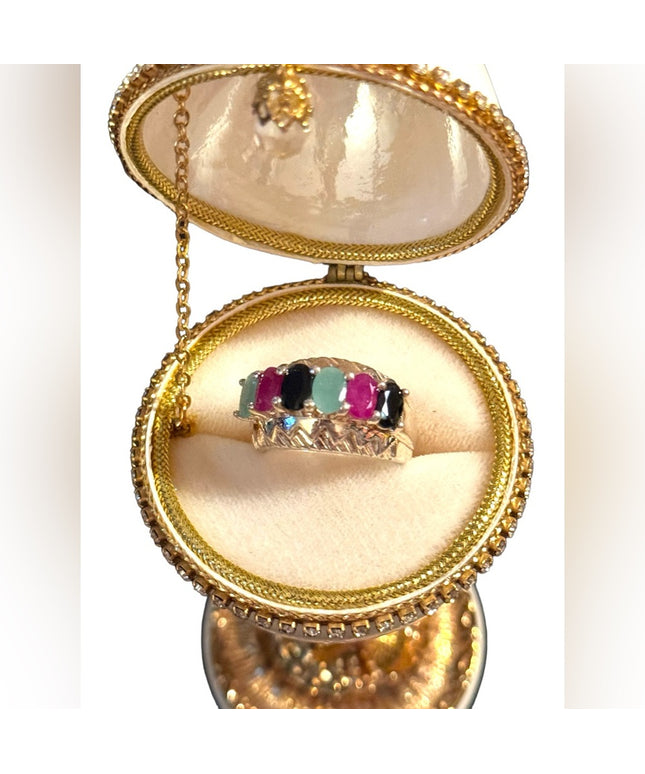 Lovely HQ Mixed gemstone ruby emerald sapphire fancy cocktail  ring