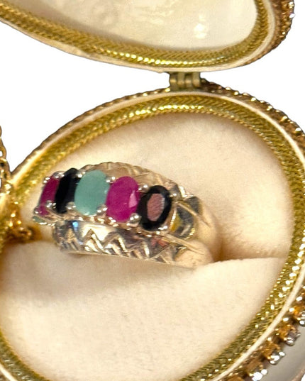 Lovely HQ Mixed gemstone ruby emerald sapphire fancy cocktail  ring