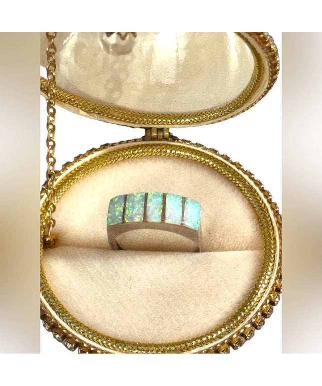 Vintage southwestern style Fire opal sterling silver 925 ring
