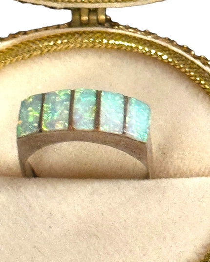 Vintage southwestern style Fire opal sterling silver 925 ring