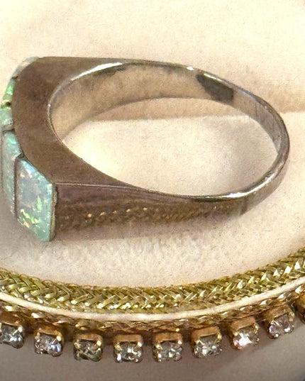 Vintage southwestern style Fire opal sterling silver 925 ring