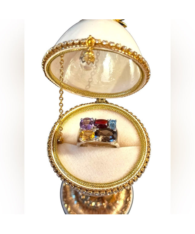 Stunning sterling silver HSN Multi gemstone 925 ring rhodium plated