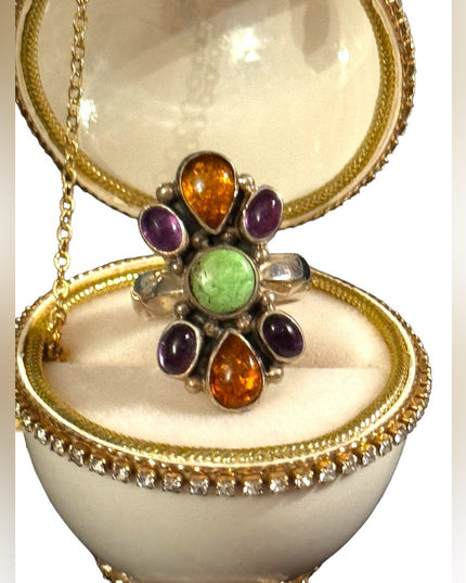 Stunnimg STR 925 sterling amber amethyst fancy southwestern style Jay King