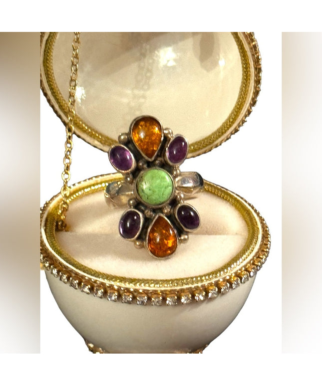 Stunnimg STR 925 sterling amber amethyst fancy southwestern style Jay King