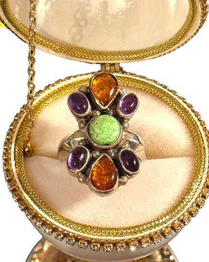 Stunnimg STR 925 sterling amber amethyst fancy southwestern style Jay King