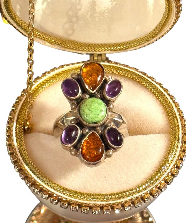 Stunnimg STR 925 sterling amber amethyst fancy southwestern style Jay King