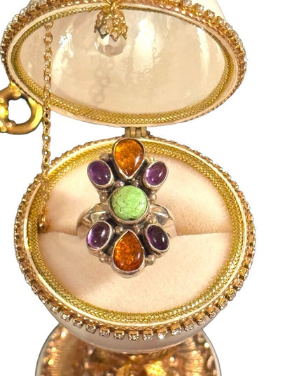 Stunnimg STR 925 sterling amber amethyst fancy southwestern style Jay King