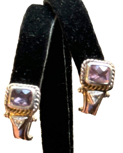 Sterling silver amethyst & CZ fancy earrings Indonesian
