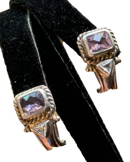 Sterling silver amethyst & CZ fancy earrings Indonesian
