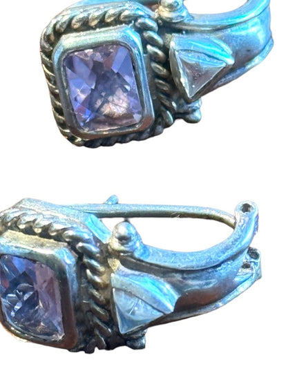 Sterling silver amethyst & CZ fancy earrings Indonesian
