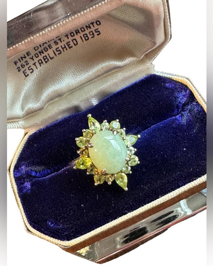 Stunning Jadeite Peridot stone sterling silver 925 fancy dinner ring HSN