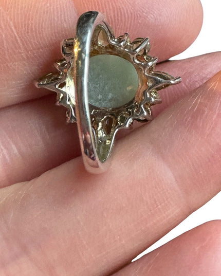 Stunning Jadeite Peridot stone sterling silver 925 fancy dinner ring HSN