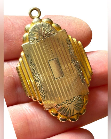Lovely Art Deco 1920s locket by Dunn Bros 10k gold filled antique enamel
