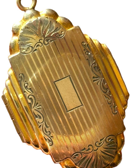 Lovely Art Deco 1920s locket by Dunn Bros 10k gold filled antique enamel