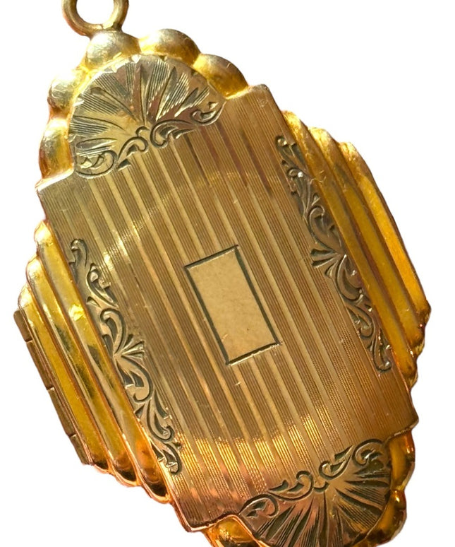 Lovely Art Deco 1920s locket by Dunn Bros 10k gold filled antique enamel
