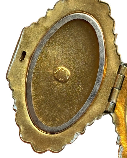 Lovely Art Deco 1920s locket by Dunn Bros 10k gold filled antique enamel