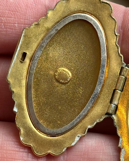 Lovely Art Deco 1920s locket by Dunn Bros 10k gold filled antique enamel