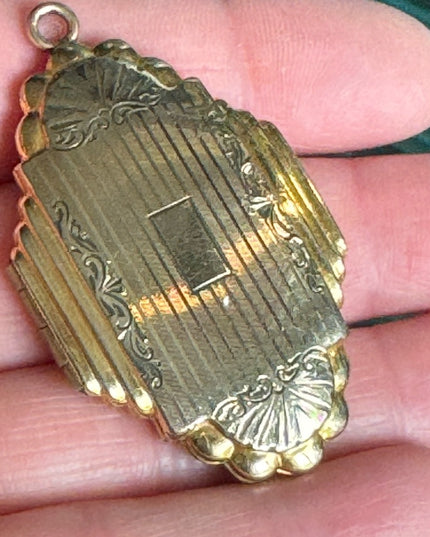 Lovely Art Deco 1920s locket by Dunn Bros 10k gold filled antique enamel
