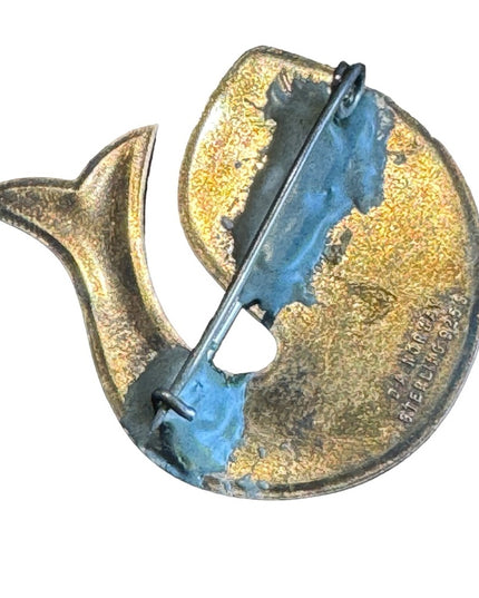 Signed David Anderson Norway Enameled Sterling Silver Vintage  Fish Brooch