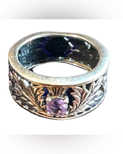 Thistle Ring, Celtic Jewelry, Scottish Wedding Band, Amethyst Ring, Sterling