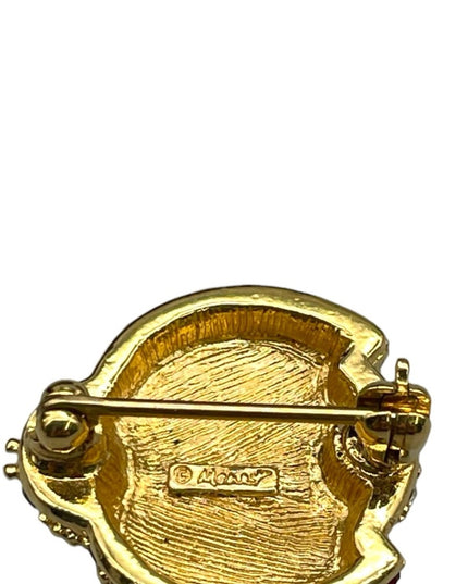 Vintage Austrian crystal Monet Lady Bug Brooch gold plate