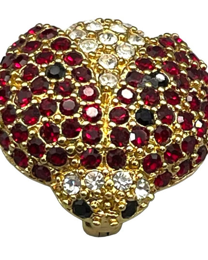 Vintage Austrian crystal Monet Lady Bug Brooch gold plate