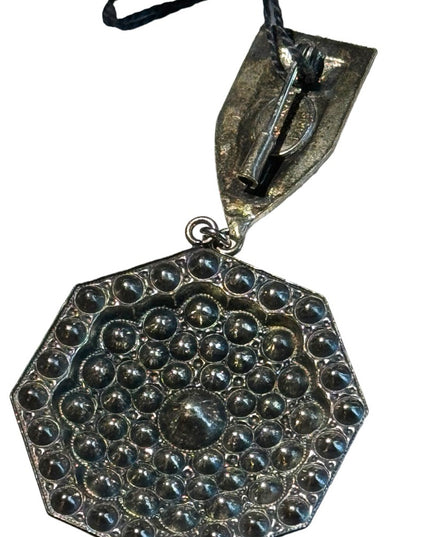 RARE Vintage Rhinestone crystal clear & black Metal Brooch La Porte Bleue Paris
