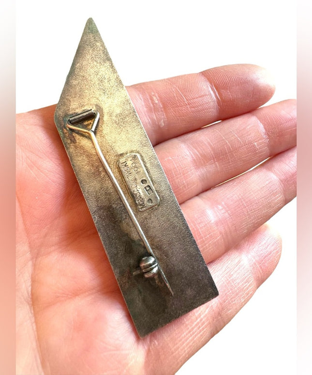 RARE Marius Pajaczkowski Hand-crafted 1994 modernist sterling silver Brooch