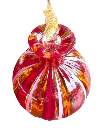 Mid-Century Italian Venetian Murano Glass  Perfume Bottle Red pink