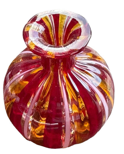 Mid-Century Italian Venetian Murano Glass  Perfume Bottle Red pink