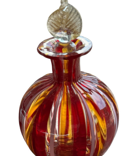 Mid-Century Italian Venetian Murano Glass  Perfume Bottle Red pink